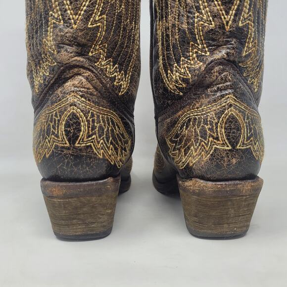 Corral Boots Youth 5 Brown Wing Cross Western Cowboy Leather Snip Toe Rodeo - Picture 4 of 13